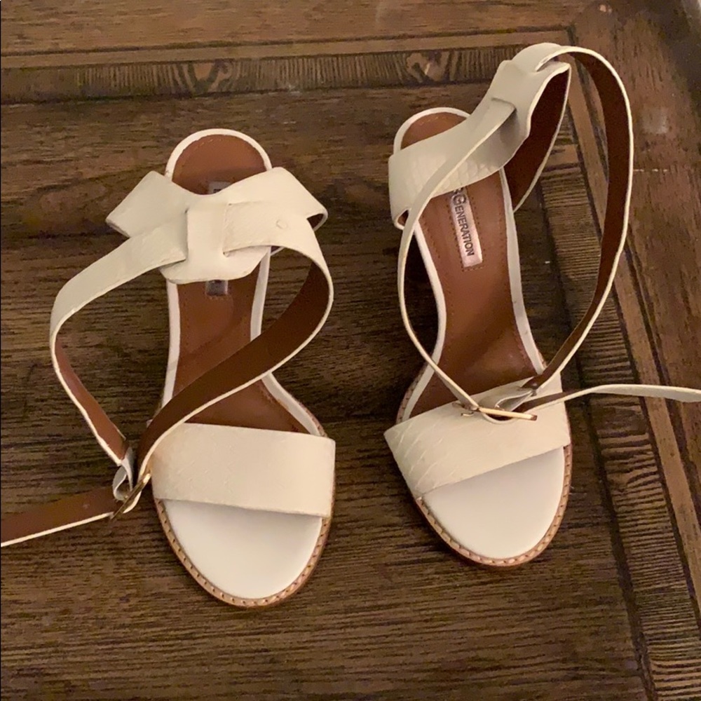 White BCBG heels
